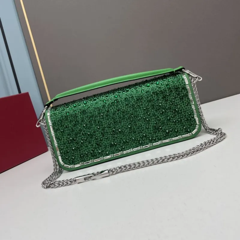 Valentino Green Crystal Satchel Bag 27cm 20229 - Image 3