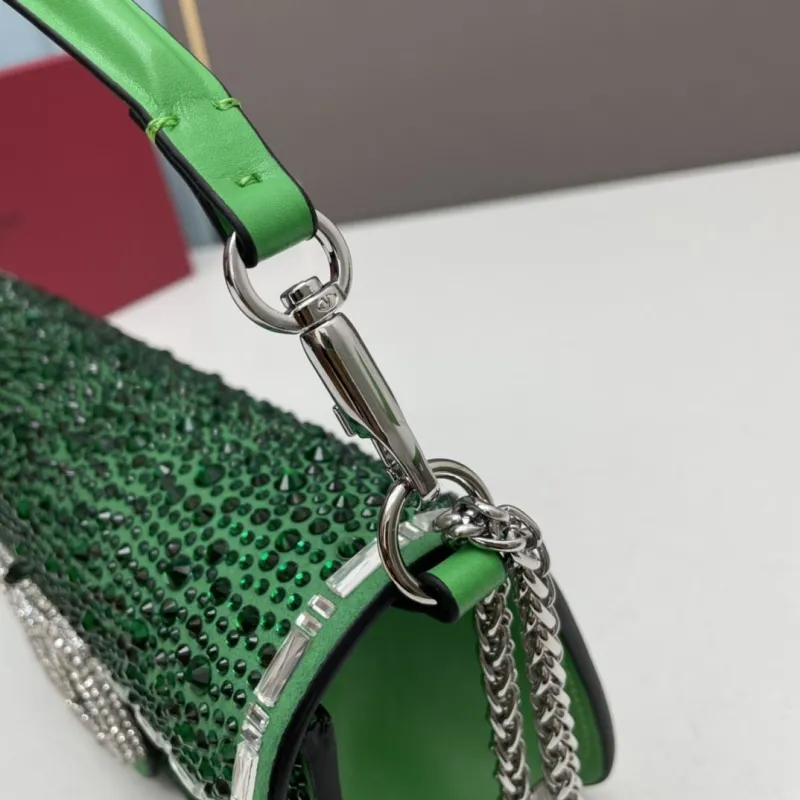 Valentino Green Crystal Satchel Bag 27cm 20229 - Image 6