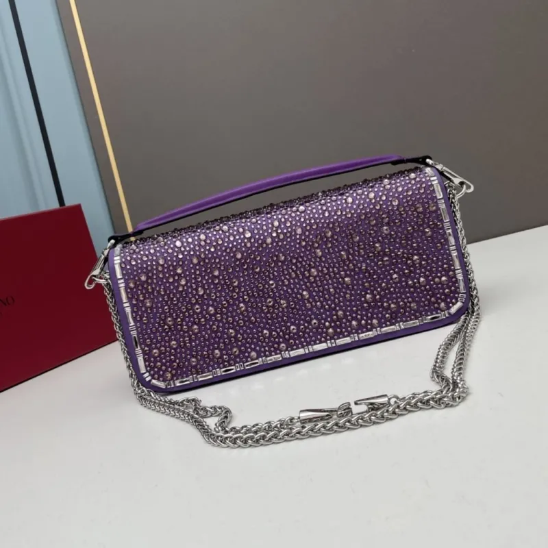 Valentino Purple Rhinestone Satchel Bag 27cm 20229 - Image 3