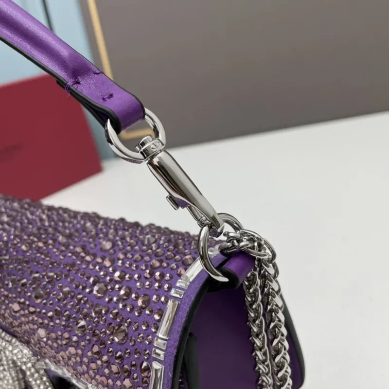 Valentino Purple Rhinestone Satchel Bag 27cm 20229 - Image 6