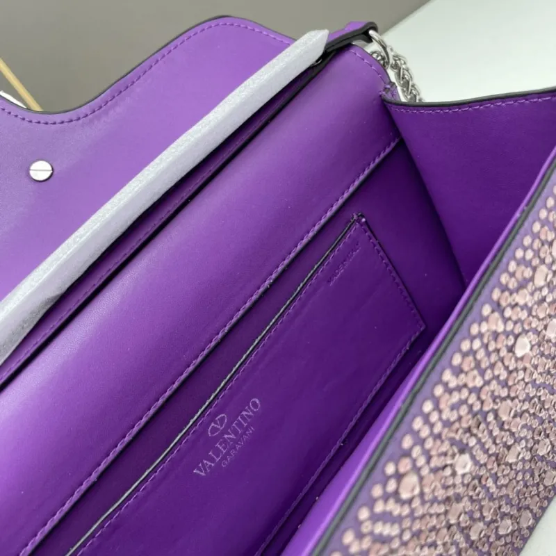 Valentino Purple Rhinestone Satchel Bag 27cm 20229 - Image 8