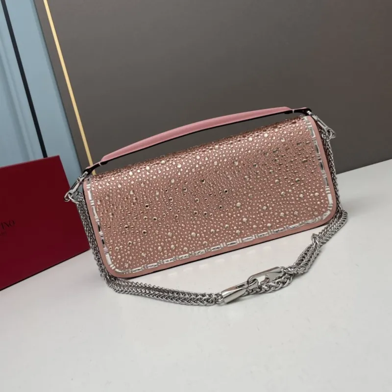 Valentino Pink Rhinestone Satchel Bag 20229 27cm - Image 3
