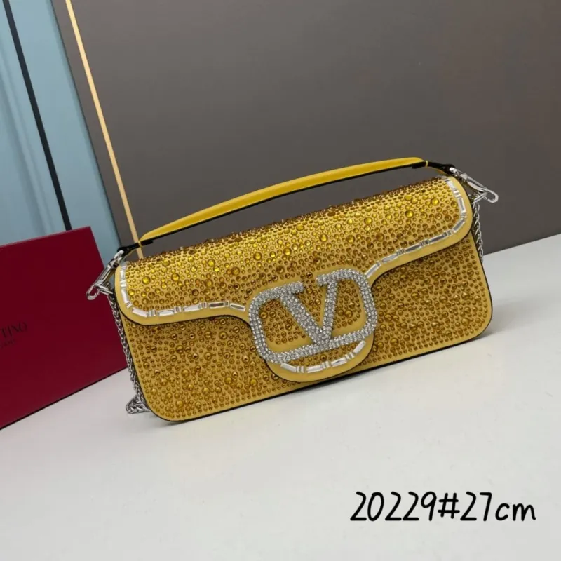 Valentino Yellow Crystal Satchel Bag 27cm Model 20229
