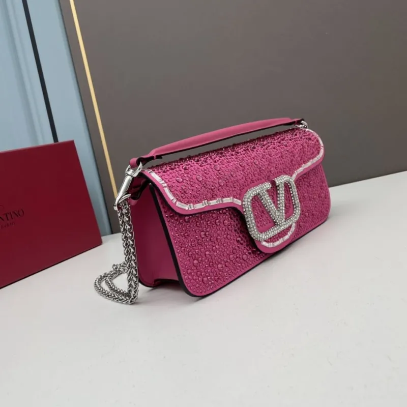 Alternative view of Valentino Pink Crystal Satchel Chain Bag 20229 27cm