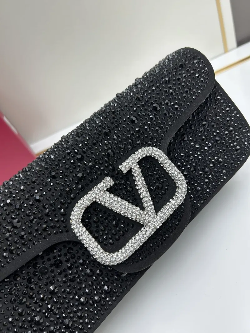 Valentino Black Crystal Embellished Satchel Bag 421 - Image 4