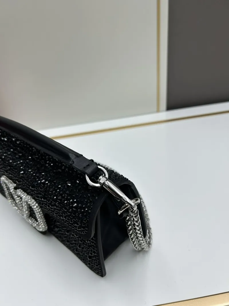 Valentino Black Crystal Embellished Satchel Bag 421 - Image 6