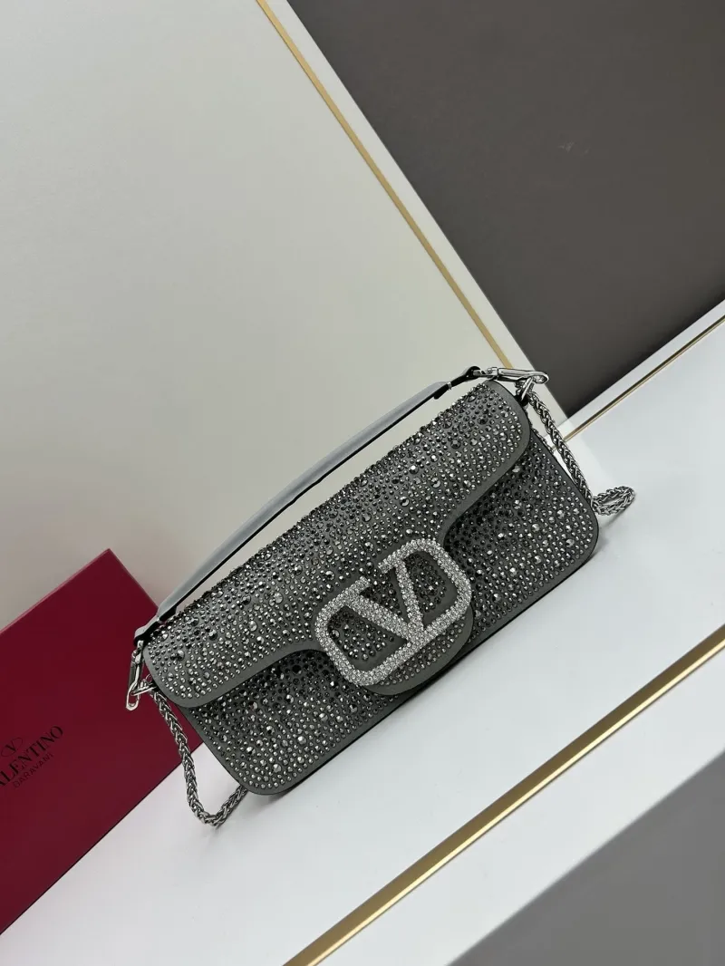 Valentino Gray Crystal Embellished Satchel Bag 422