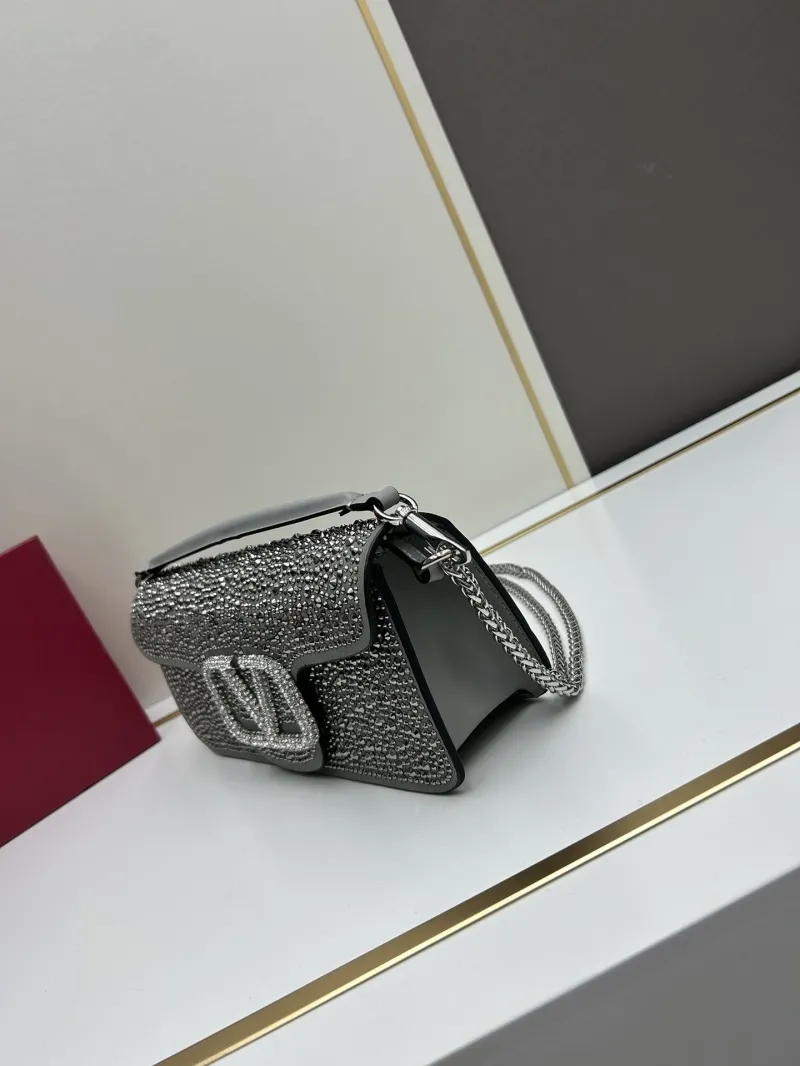 Alternative view of Valentino Gray Crystal Embellished Satchel Bag 422