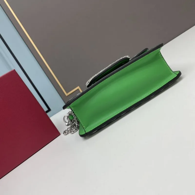 Valentino Green Rhinestone Chain Satchel Bag 0227 - Image 6