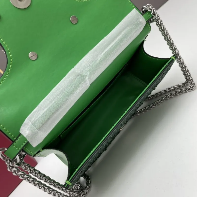 Valentino Green Rhinestone Chain Satchel Bag 0227 - Image 7
