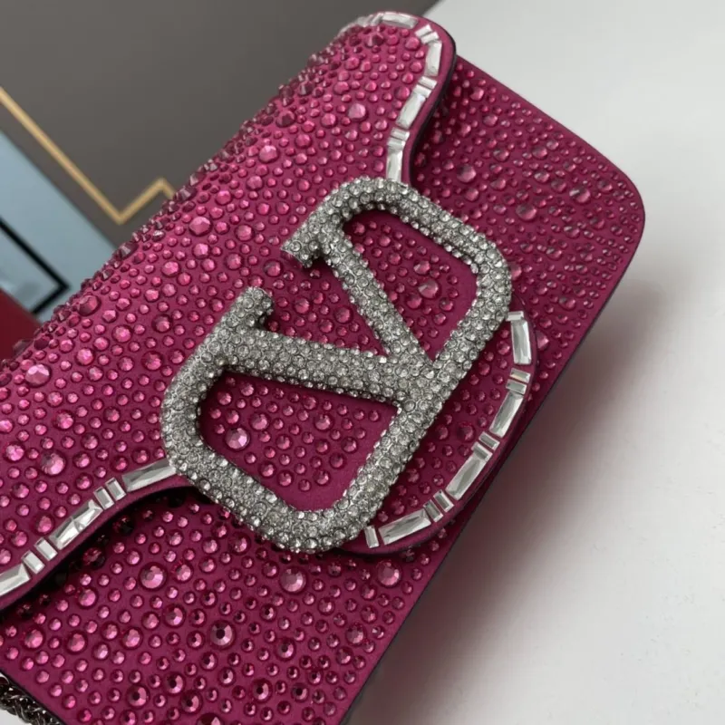 Valentino Fuchsia Rhinestone Chain Satchel Bag - Image 5