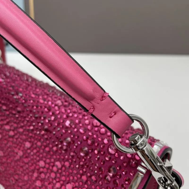 Valentino Fuchsia Rhinestone Chain Satchel Bag - Image 6