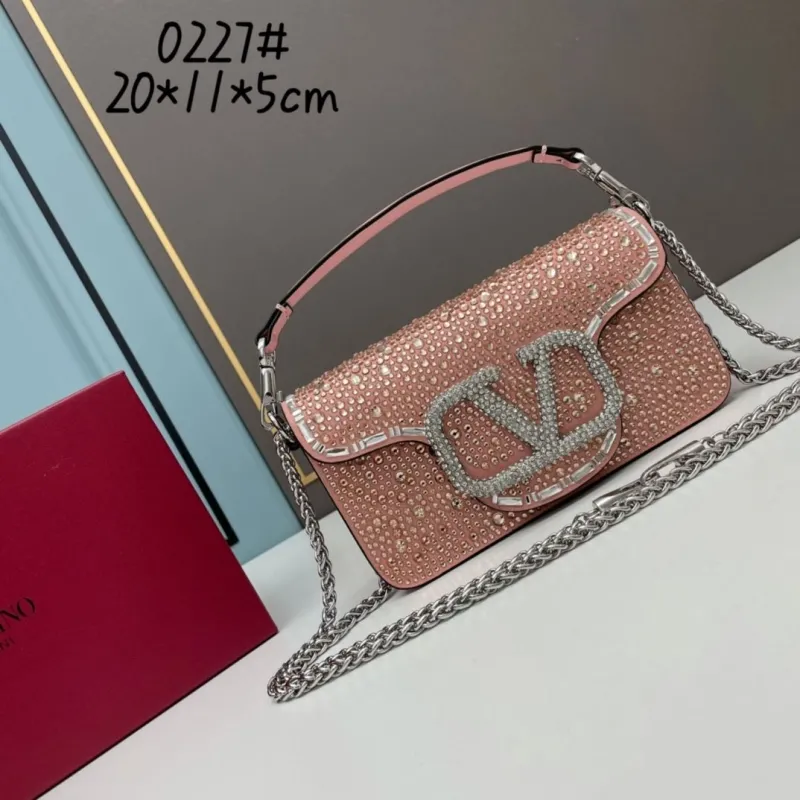 Valentino Pink Rhinestone Satchel Bag 0227