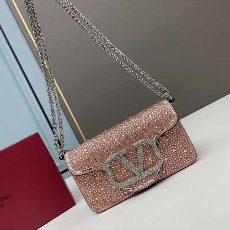 Valentino Pink Rhinestone Satchel Bag 0227 - Image 4