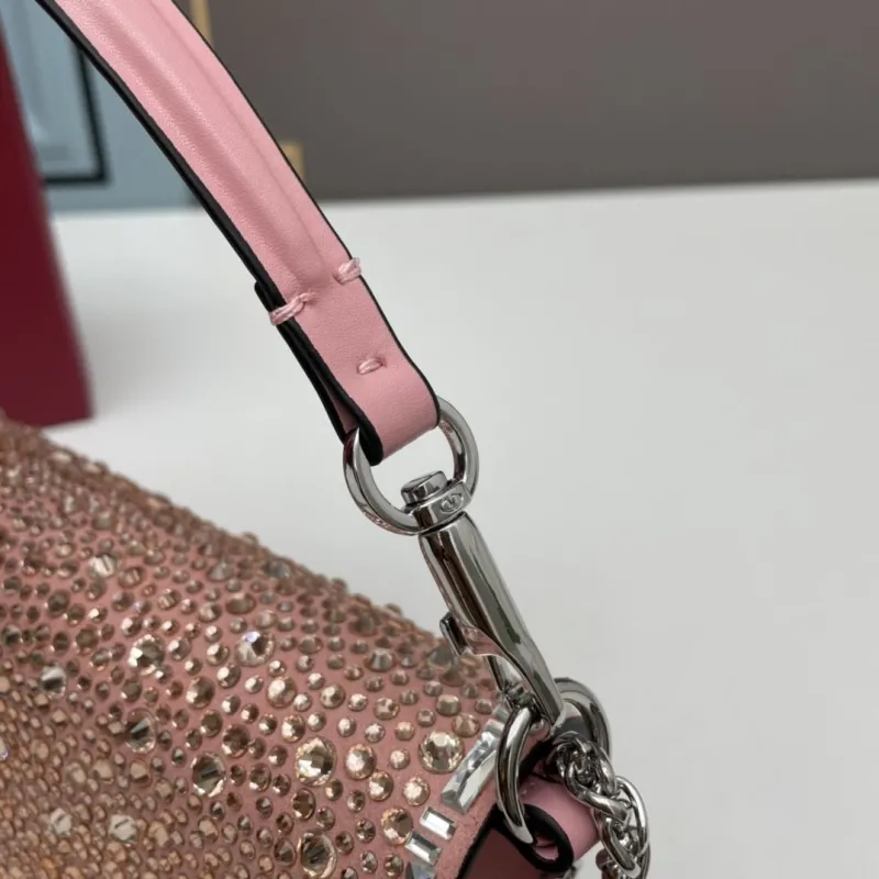 Valentino Pink Rhinestone Satchel Bag 0227 - Image 6
