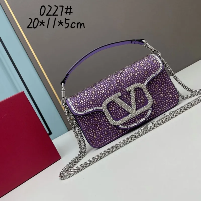 Valentino Purple Rhinestone Satchel Bag 0227