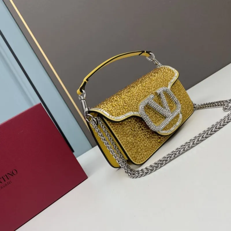 Alternative view of Valentino Yellow Rhinestone Satchel Bag 0227 20x11x5cm