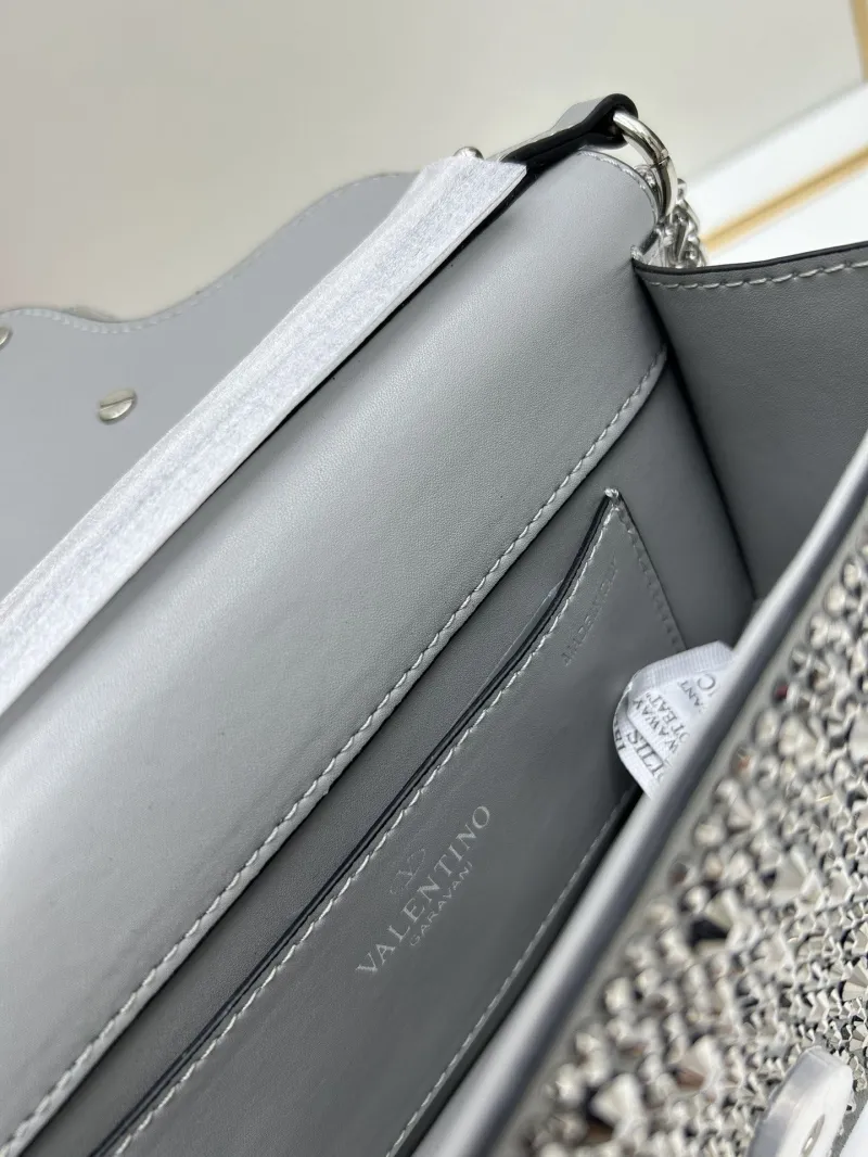 Valentino Crystal Embellished Dark Gray Satchel Bag - Image 8