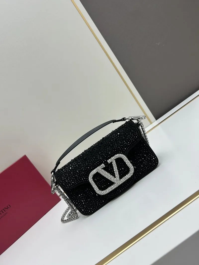 Valentino Black Crystal Embellished Satchel Bag