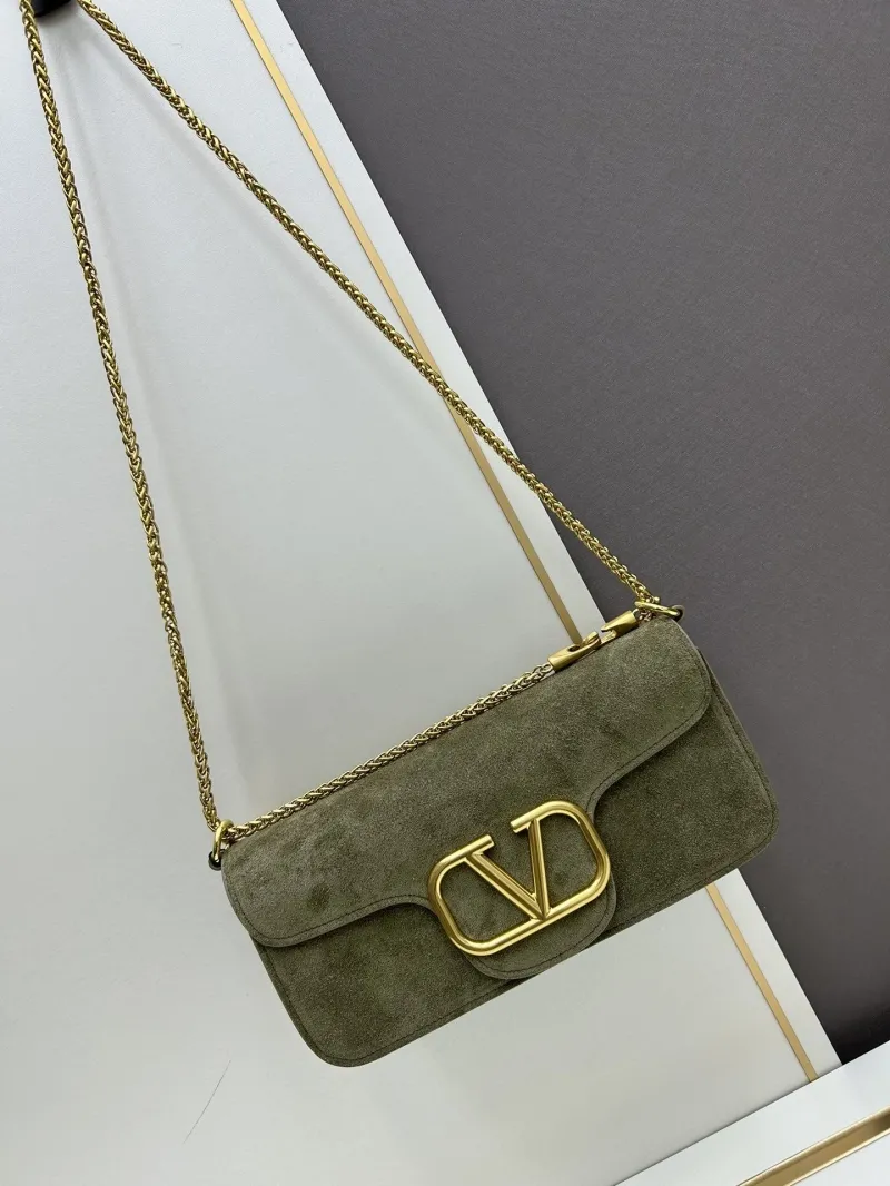 Alternative view of Valentino Olive Green Suede Chain Shoulder Bag 20258