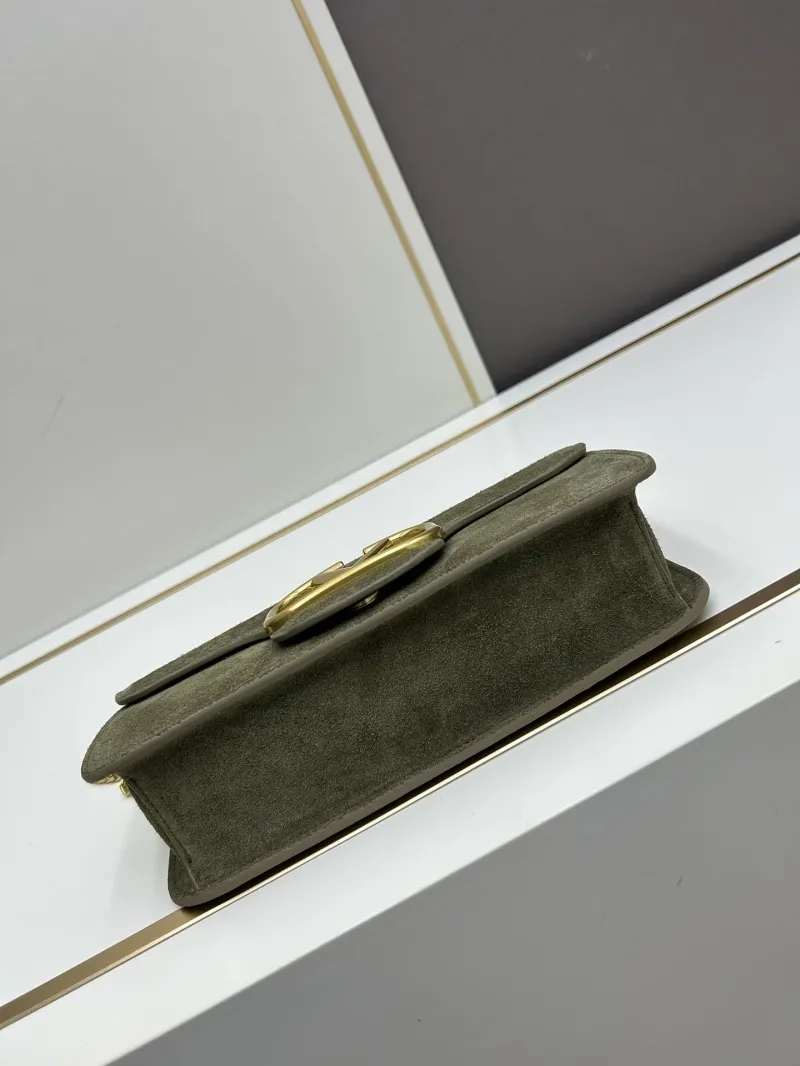 Valentino Olive Green Suede Chain Shoulder Bag 20258 - Image 6