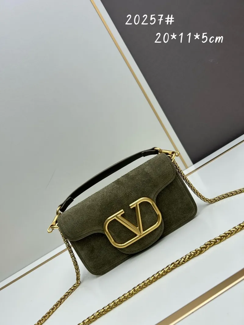 Valentino Olive Suede Chain Crossbody Bag 20257