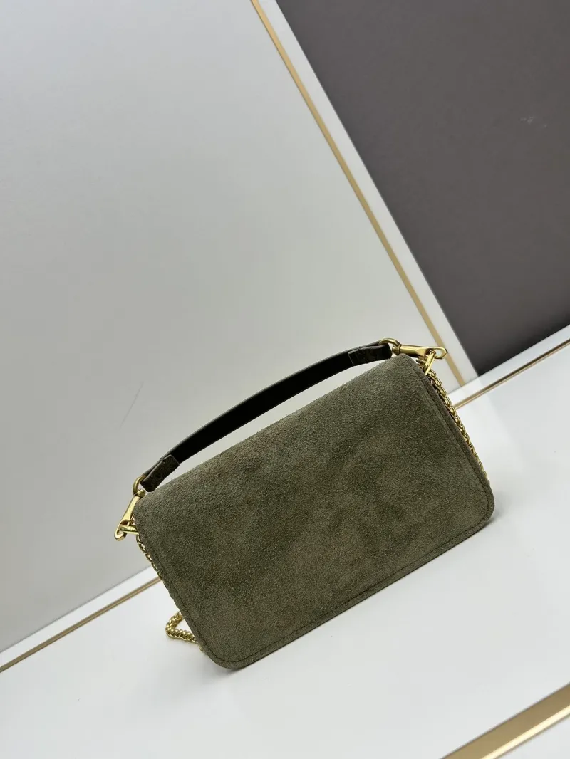 Valentino Olive Suede Chain Crossbody Bag 20257 - Image 3