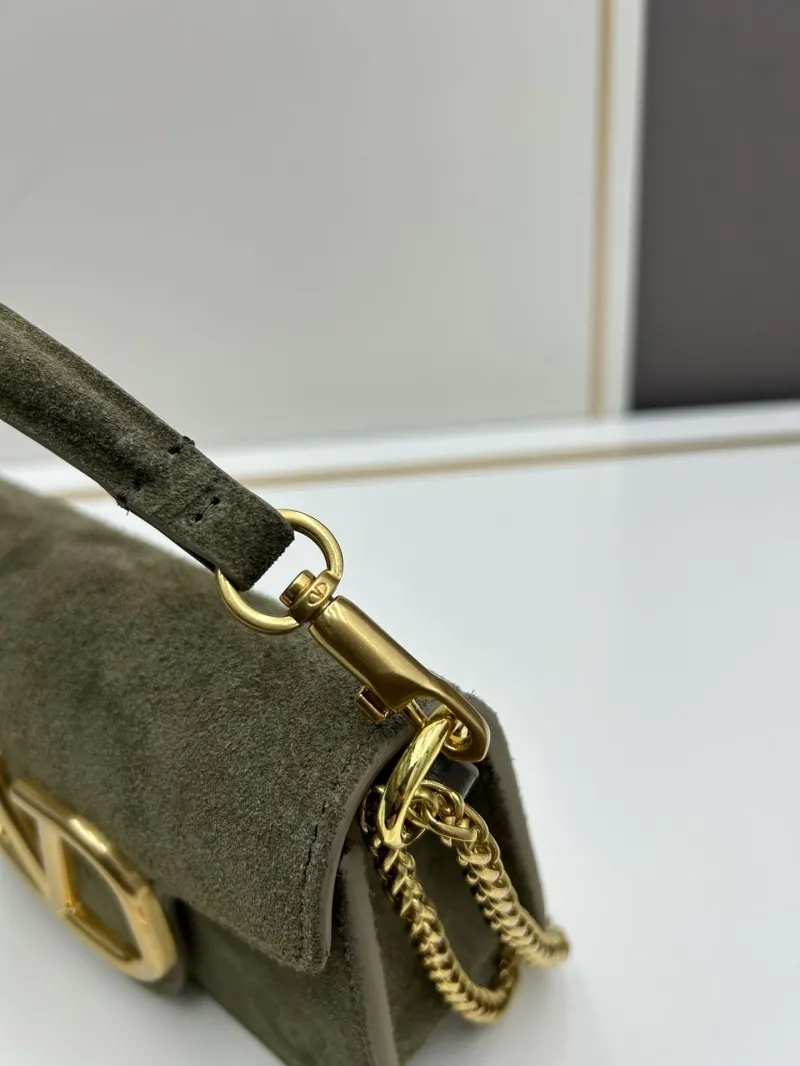 Valentino Olive Suede Chain Crossbody Bag 20257 - Image 6