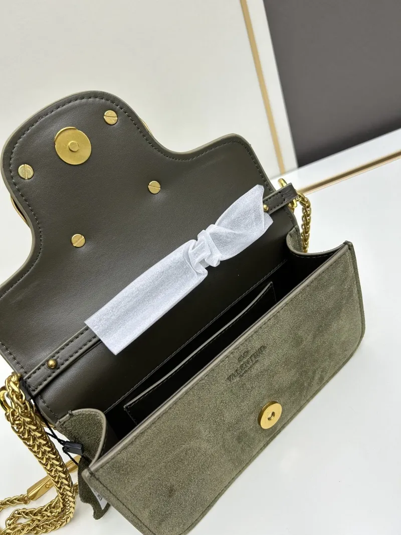 Valentino Olive Suede Chain Crossbody Bag 20257 - Image 7