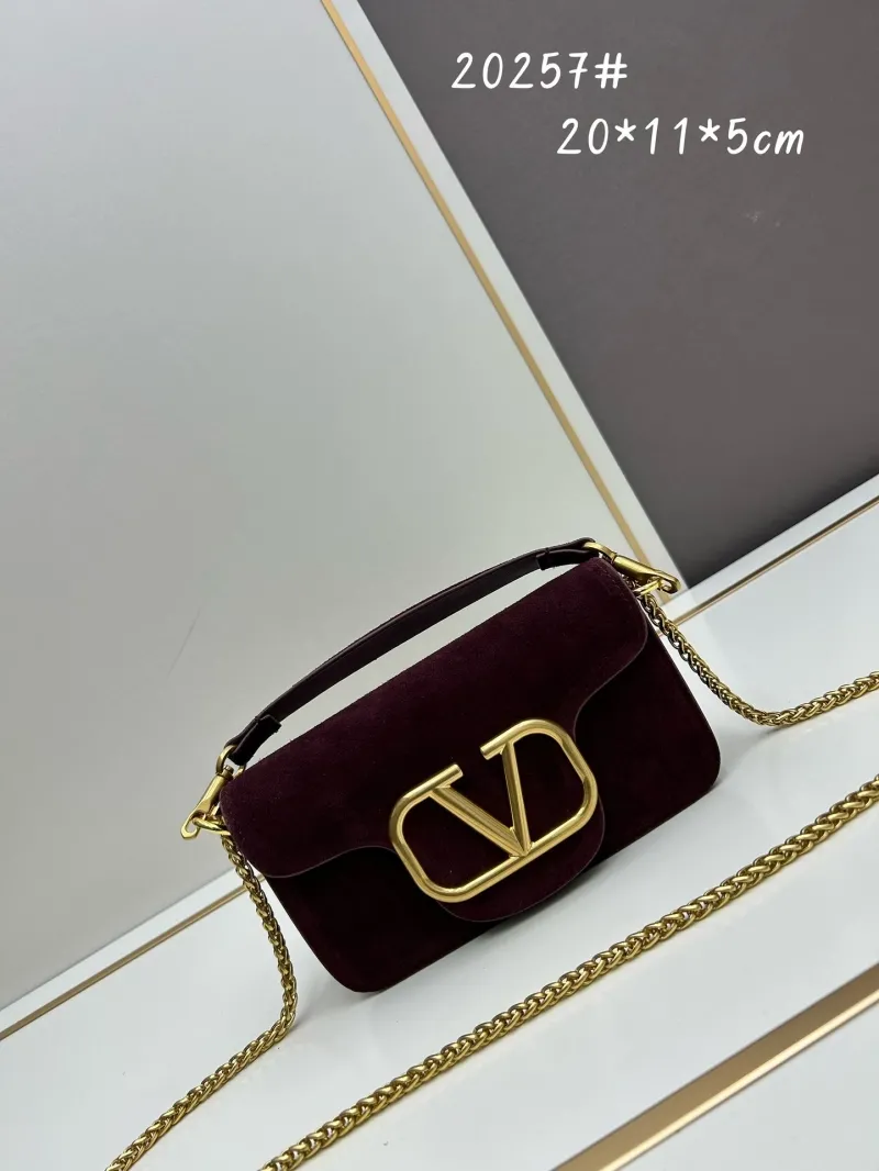Valentino Burgundy Suede Crossbody Bag 20257