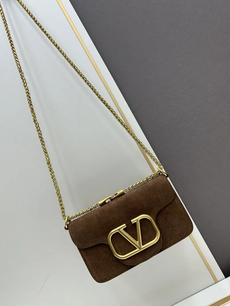 Alternative view of Valentino Brown Suede Chain Satchel Bag 20257