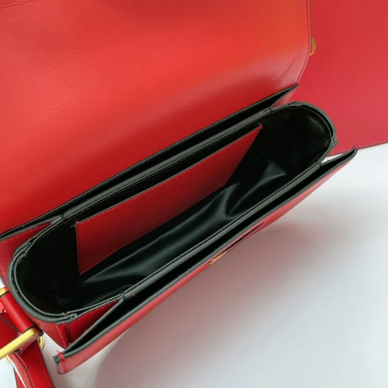 Valentino Red Leather Satchel Crossbody Bag - Image 7