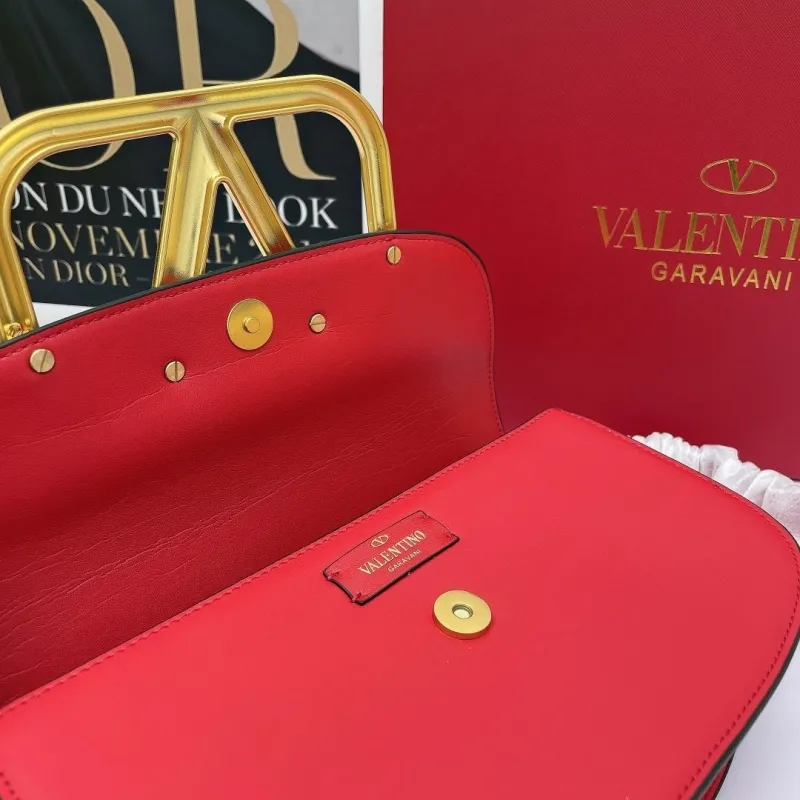 Valentino Red Leather Satchel Crossbody Bag - Image 8