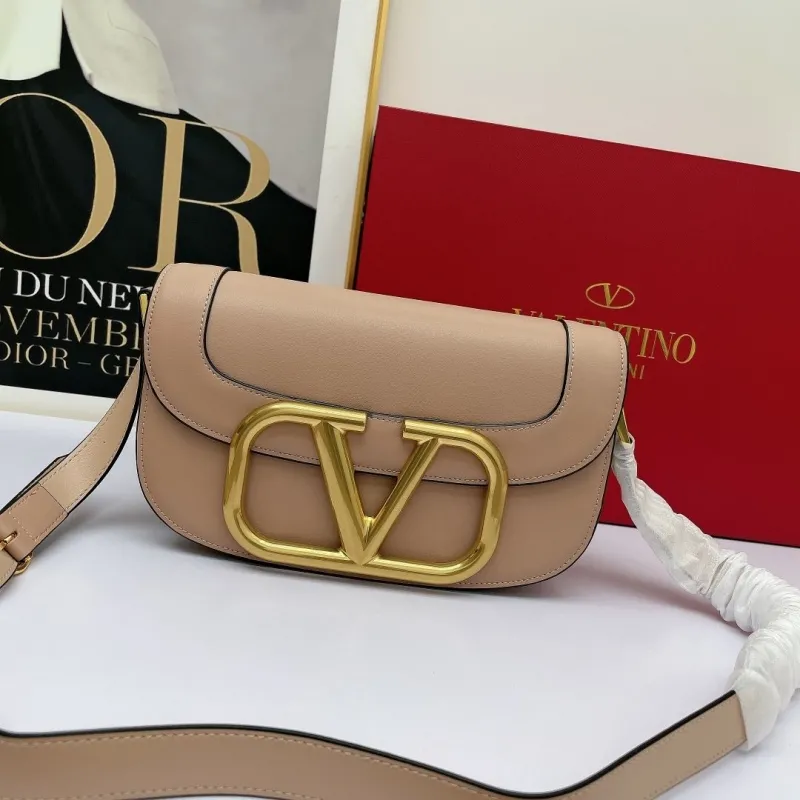Valentino Garavani Beige Crossbody Satchel Bag