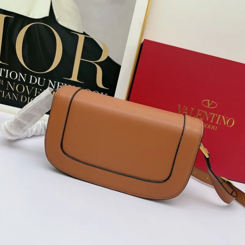 Alternative view of Valentino Garavani Brown Leather Crossbody Satchel Bag 455