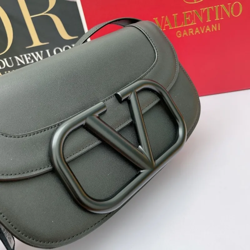 Valentino Black Leather Crossbody Satchel Bag 456 - Image 4