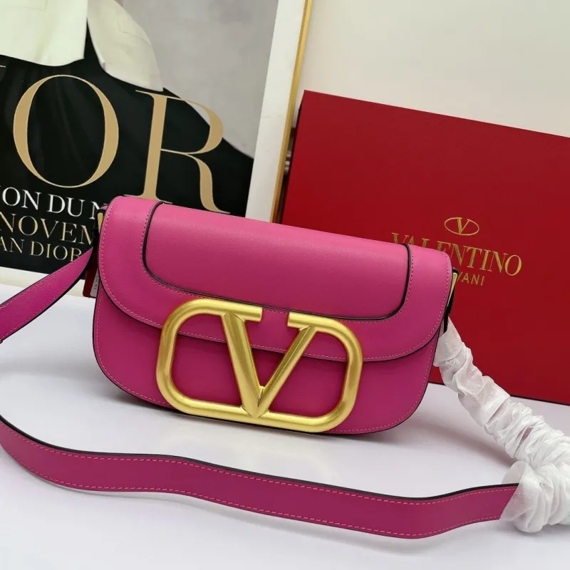 Valentino Pink Leather Crossbody Satchel Bag 457