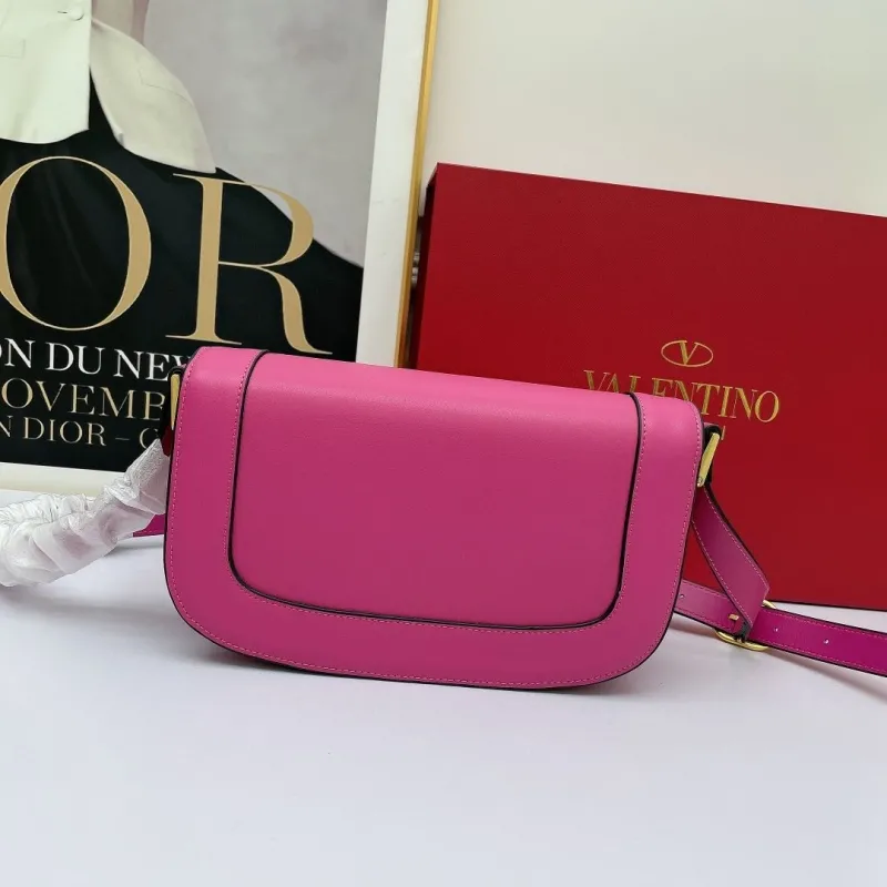Valentino Pink Leather Crossbody Satchel Bag 457 - Image 3