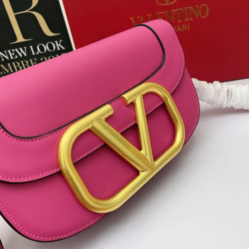 Valentino Pink Leather Crossbody Satchel Bag 457 - Image 4