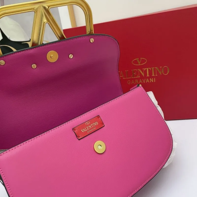 Valentino Pink Leather Crossbody Satchel Bag 457 - Image 7