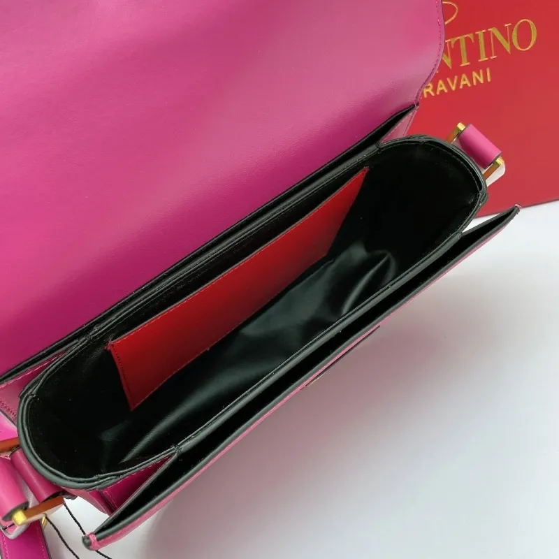 Valentino Pink Leather Crossbody Satchel Bag 457 - Image 8