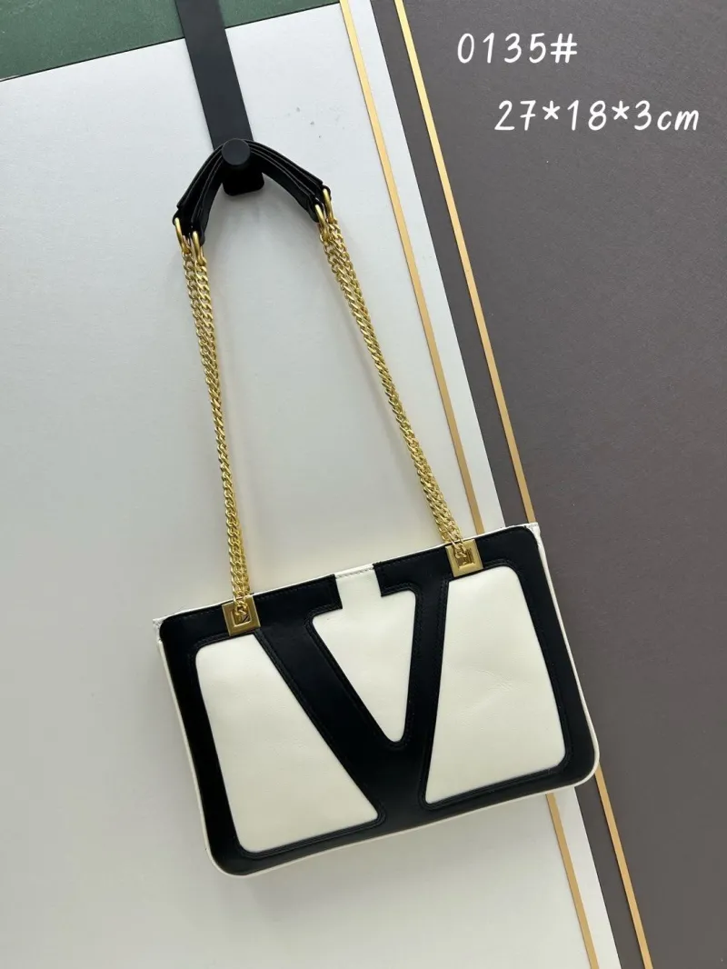 Valentino Black White Chain Satchel Bag 0135
