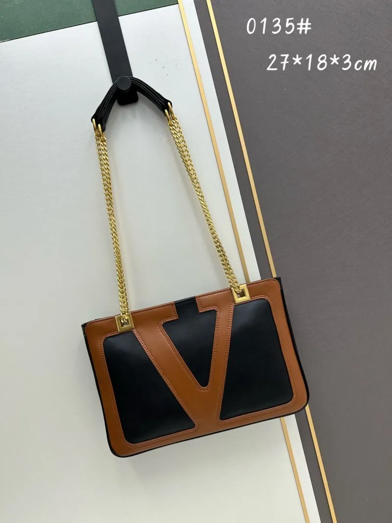 Valentino Black Brown Chain Satchel Bag 0135