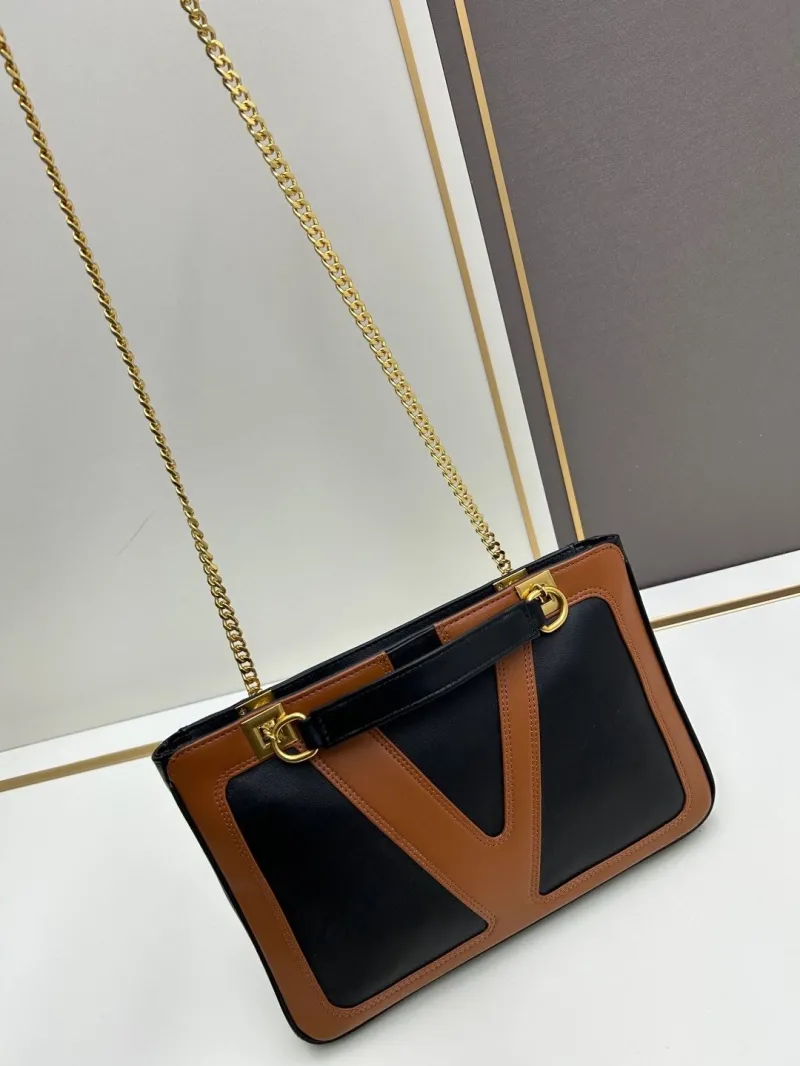 Valentino Black Brown Chain Satchel Bag 0135 - Image 3