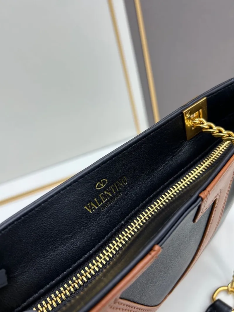 Valentino Black Brown Chain Satchel Bag 0135 - Image 6