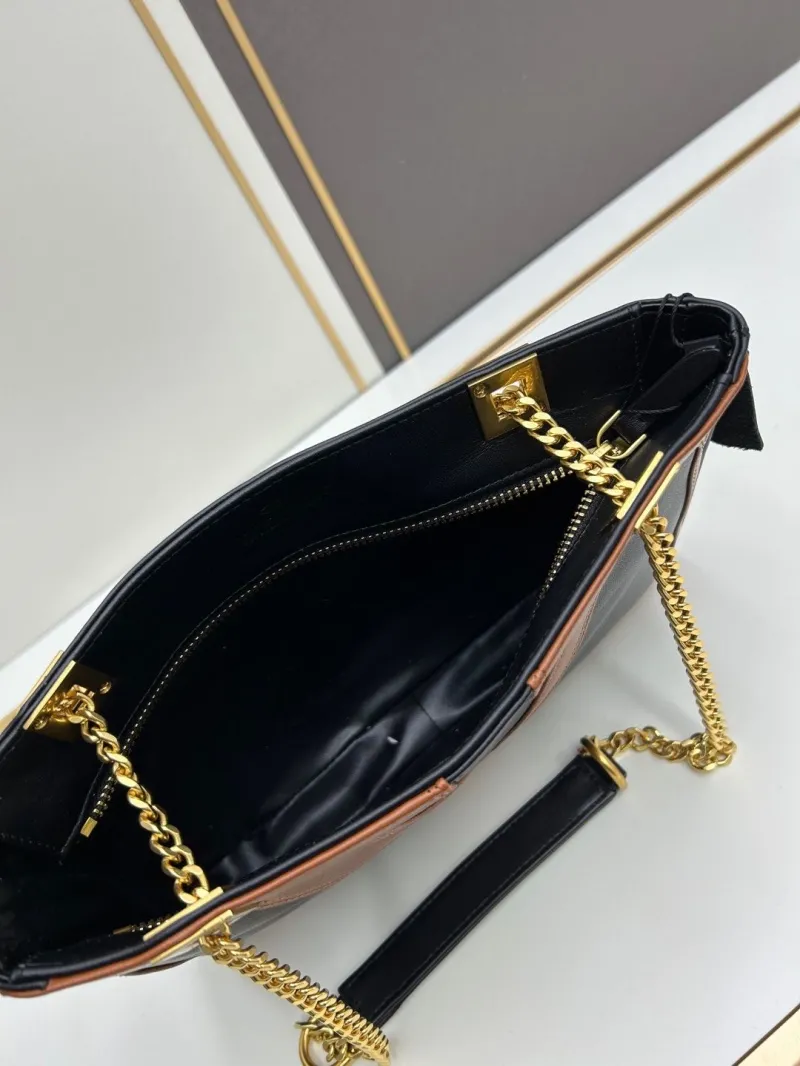 Valentino Black Brown Chain Satchel Bag 0135 - Image 7