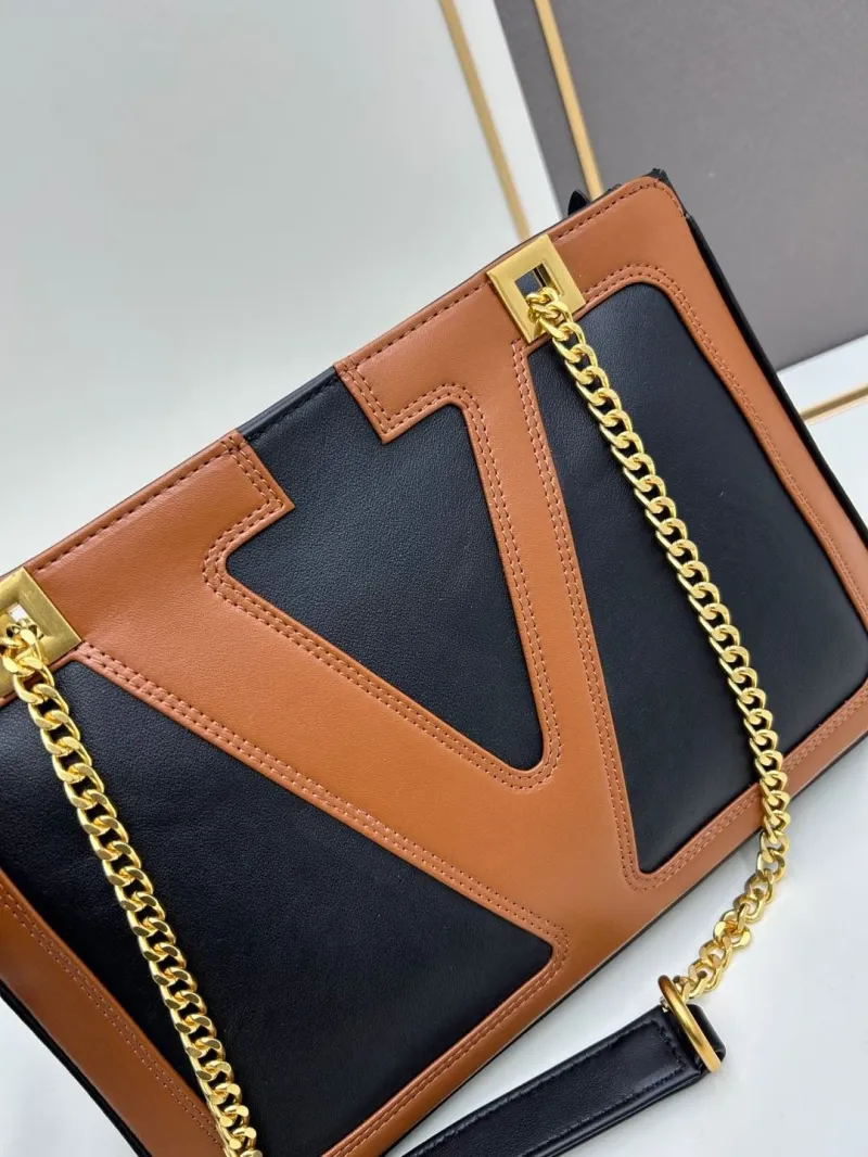 Valentino Black Brown Chain Satchel Bag 0135 - Image 8