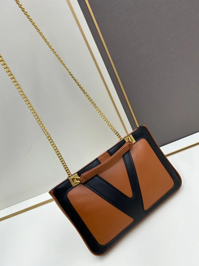 Valentino 0135 Brown Black Leather Satchel Bag - Image 3