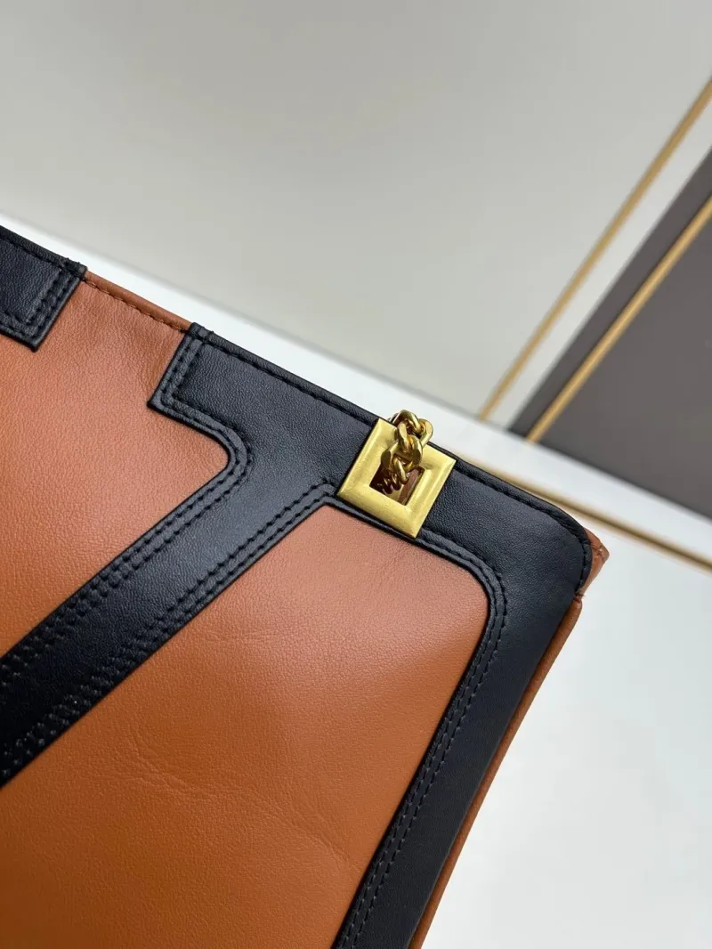 Valentino 0135 Brown Black Leather Satchel Bag - Image 5