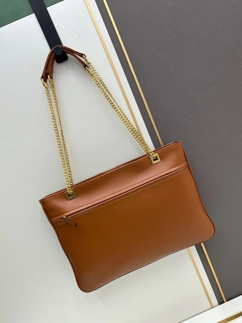 Alternative view of Valentino 0136 Brown Black Leather Chain Satchel Bag